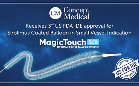 कॉन्सेप्ट मेडिकल को अपने मैजिकटच - सिरोलिमस कोटेड बैलून के लिए यूएस एफडीए से तीसरा आईडीई अनुमोदन प्राप्त हुआ